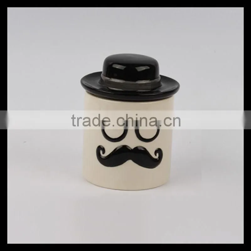 Ceramic Wholesale Mustache Storage Jars