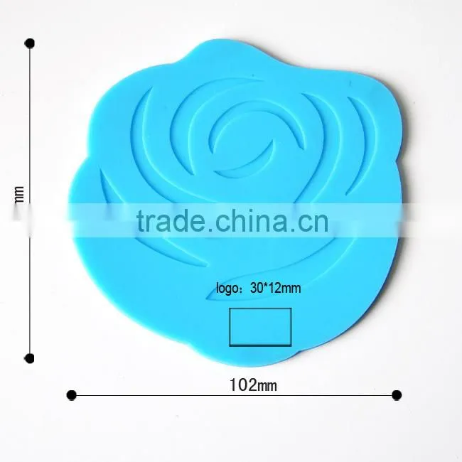 Novelty rose flower silicon rubber wine glass coaster