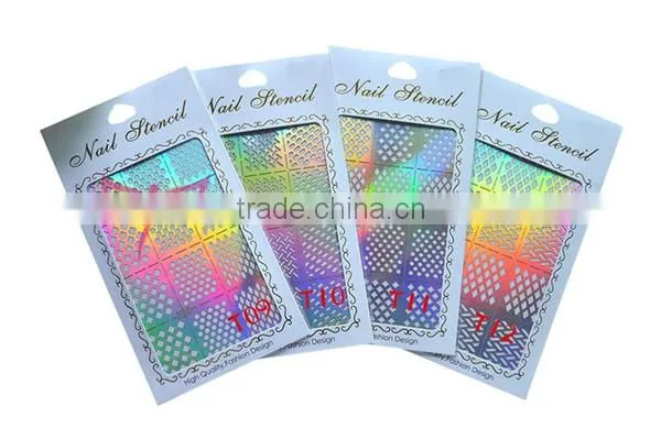 36 designs reusable finger nail stencil,hot nail airbrush stencil