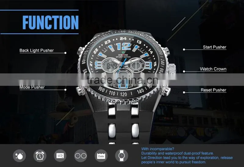 WEIDE 2015 Cheap Rubber Watch WH1107-6 Watch Personalized Lcd Hands Watch