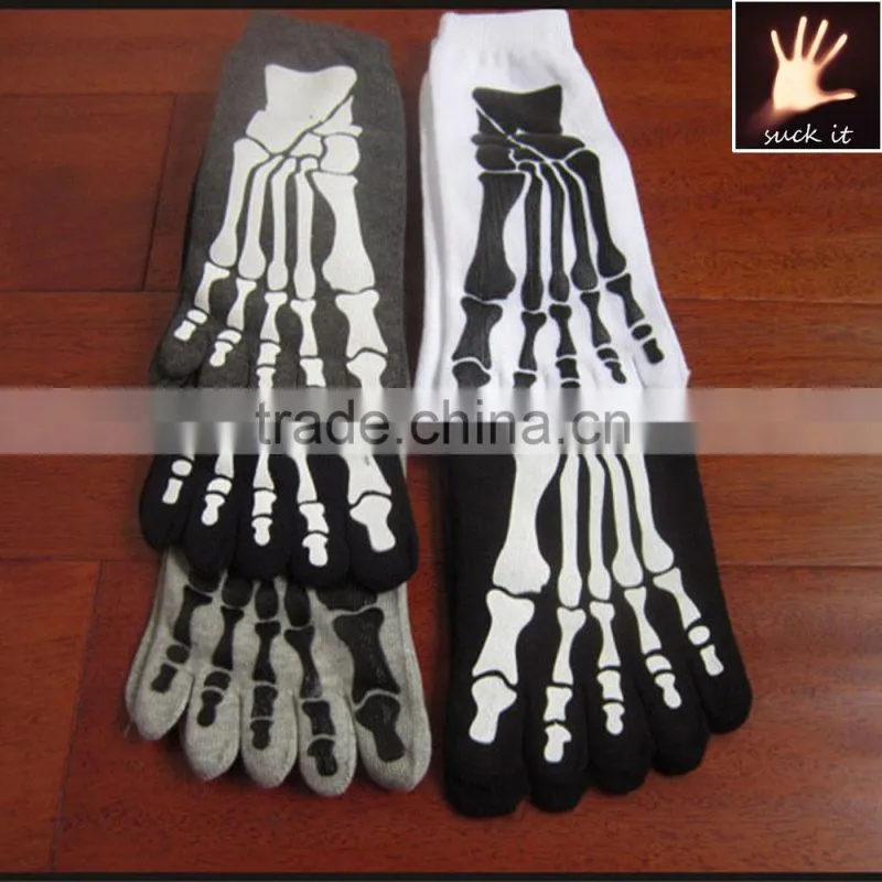 Women's Cotton Warmth picture with Skull Funny Ankle Toe Socks