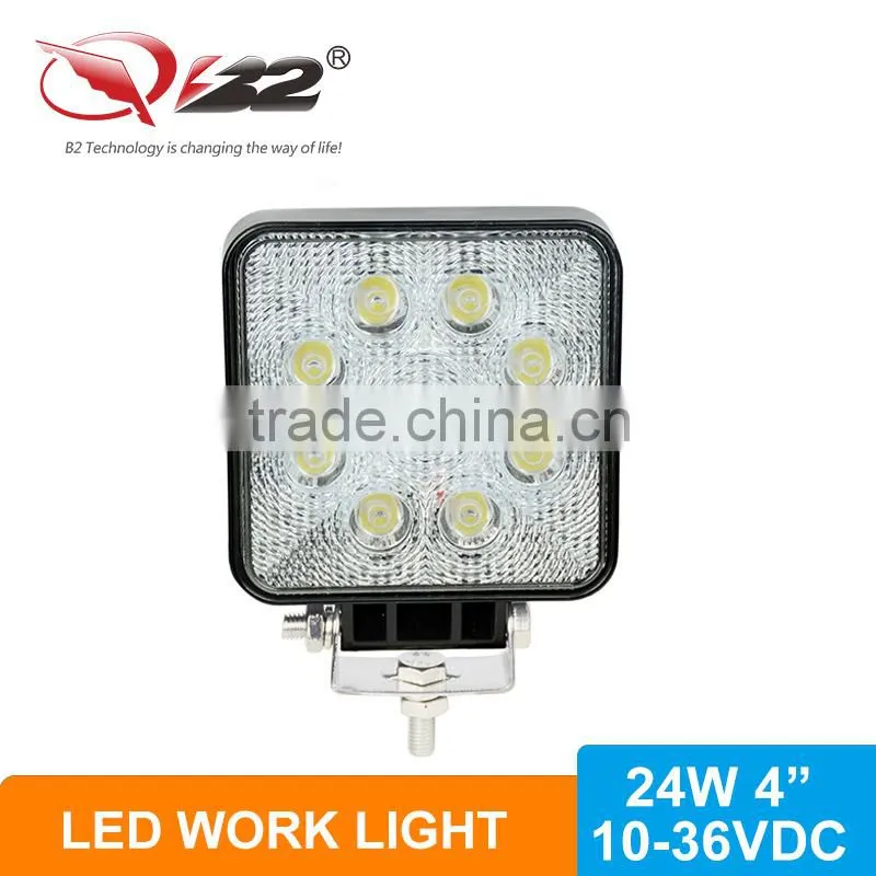 4X4 Car led work lamp 24W for forklift, trains and tanks
