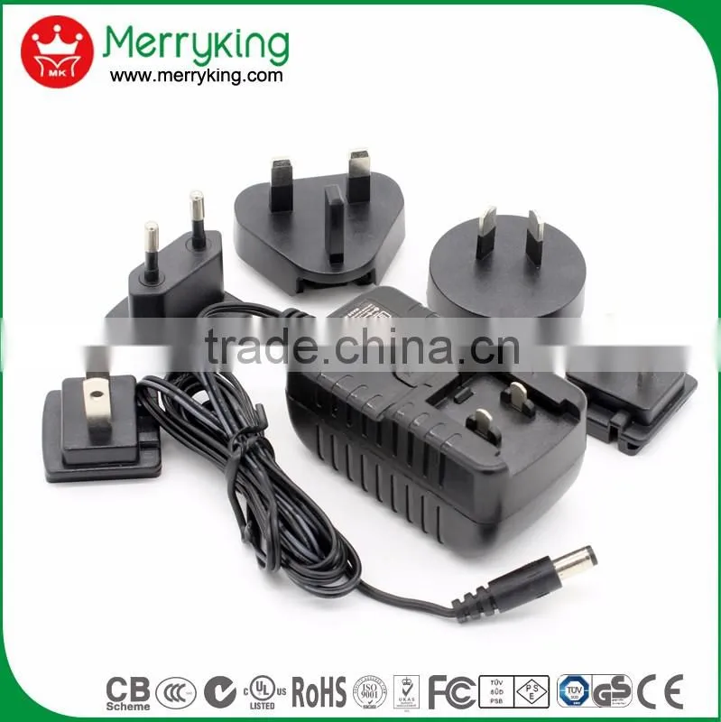 round cable 2464 5.5 ac 5v 3a power supply 12v 1.25a ac dc adapter with CE cUL UL SAA