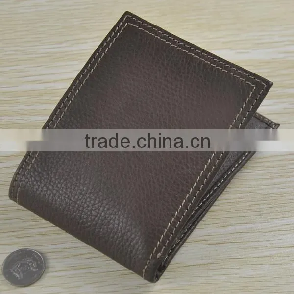 13003 Bill-fold business style brown cheap mens leather wallet