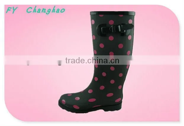 Women Dot Style Rubber Rain Boots