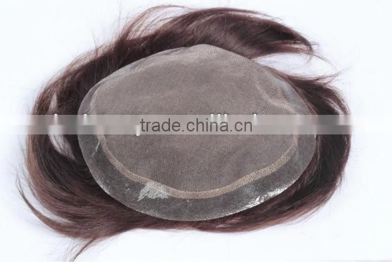 Human hair hand tied lace Men's toupee