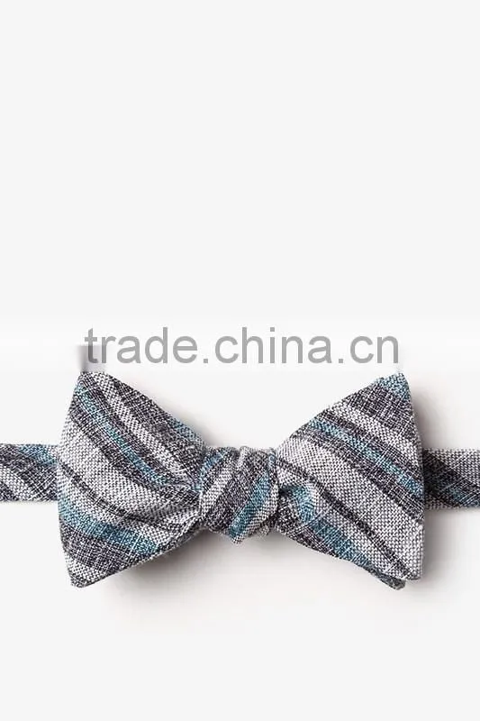 high quality cotton linen striped large mens double side self tie bow tie on sale