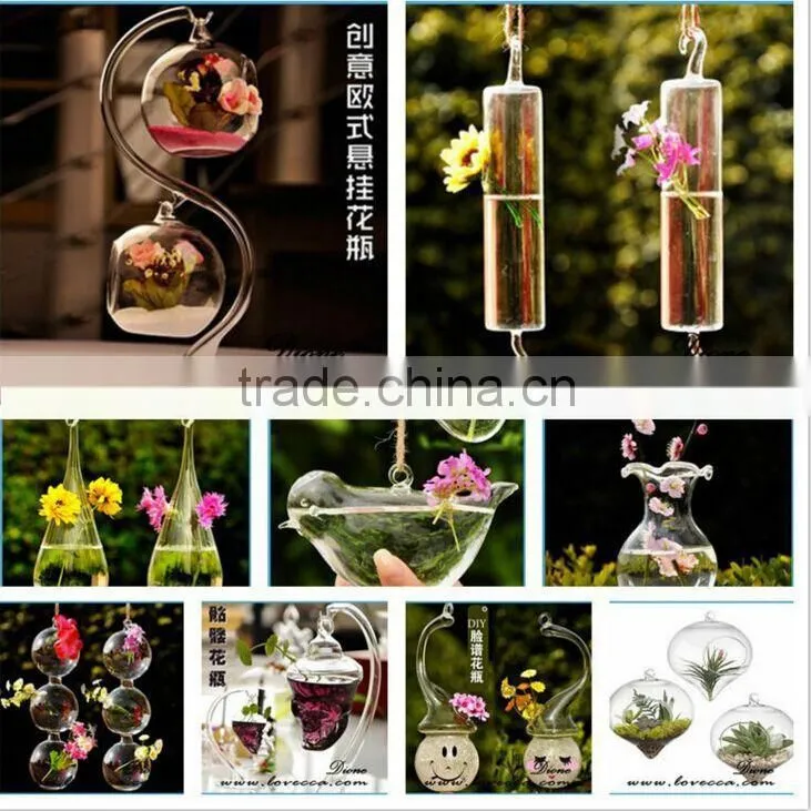 2015 Hot design wholesale indoor plant glass terrarium clear glass geometrical hanging terrarium