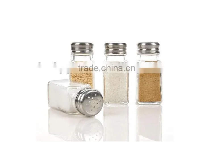 square clear glass spice canister jars with metal hole caps