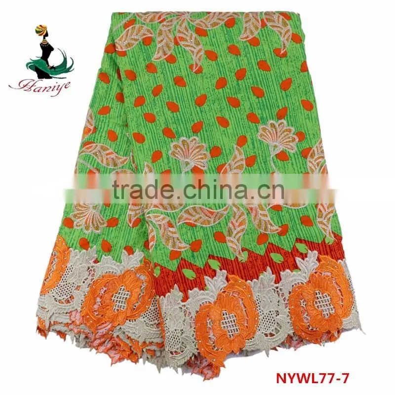 Haniye wax with lace fabric super wax print fabrics with guipure embroidery lace