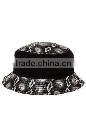 black cotton splice matching blank cool bucket caps and hat for men snakskin leather bucket hat