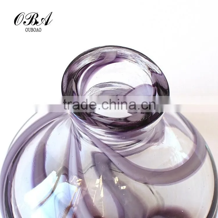 Creative European Style Small Clear Glass Vase / Murano Hand Blown Art Glass Vase For Wedding Centerpieces