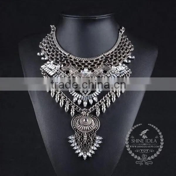 high quality vintage rhinestone chunky statement necklace tin alloy fashion women pendant necklace 6390139