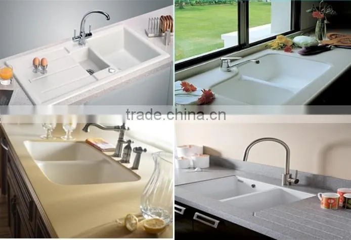 high quality white undermount man-made stone kitchen sink