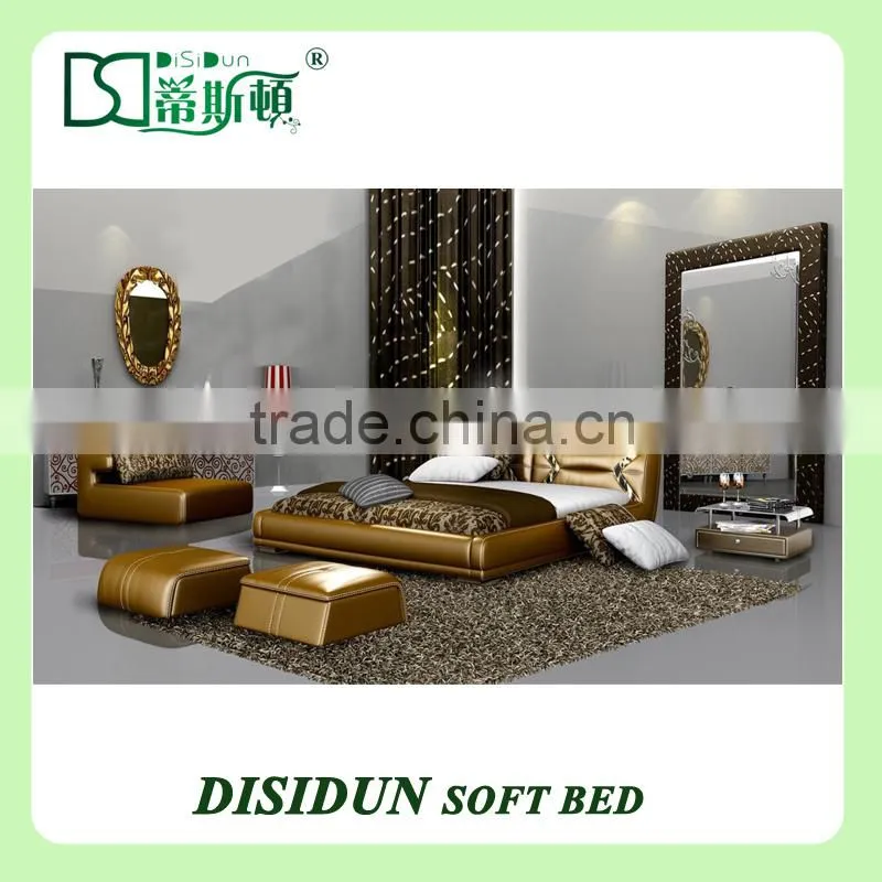 simple design modern leather fashionable soft bed