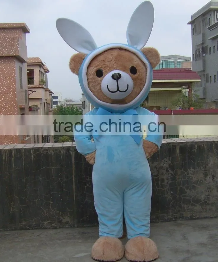 Funny rabbit ear teddy bear mascot costume/mascot costume/mascot