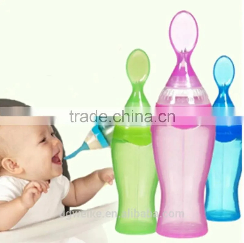 Silicone Extruding Assisted Food Feeder Weaning Spoon Feeding Bottle Spoon