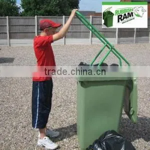 Wheelie bin compactor rubbish bag squash product assenbled garbage