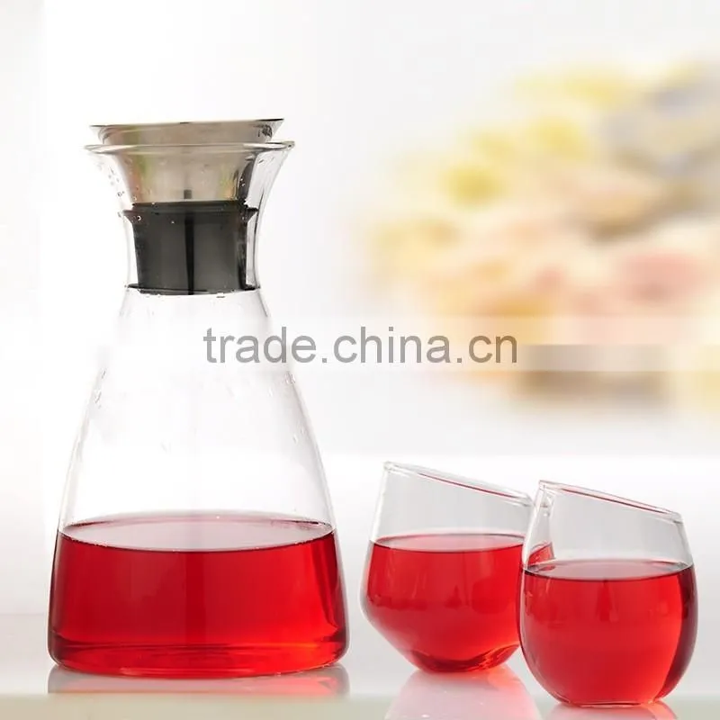 Glass Water Pitcher decanter with glass cup set