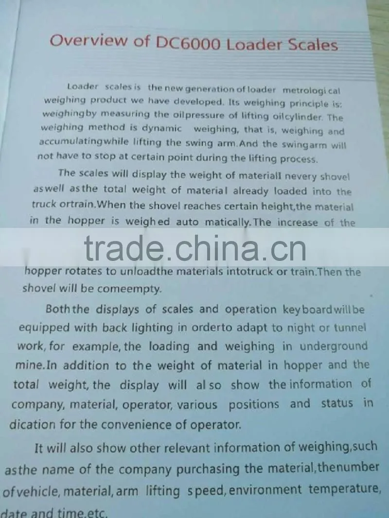 DC6000 Weighing System Weighing Scales For Loader Working Load Test