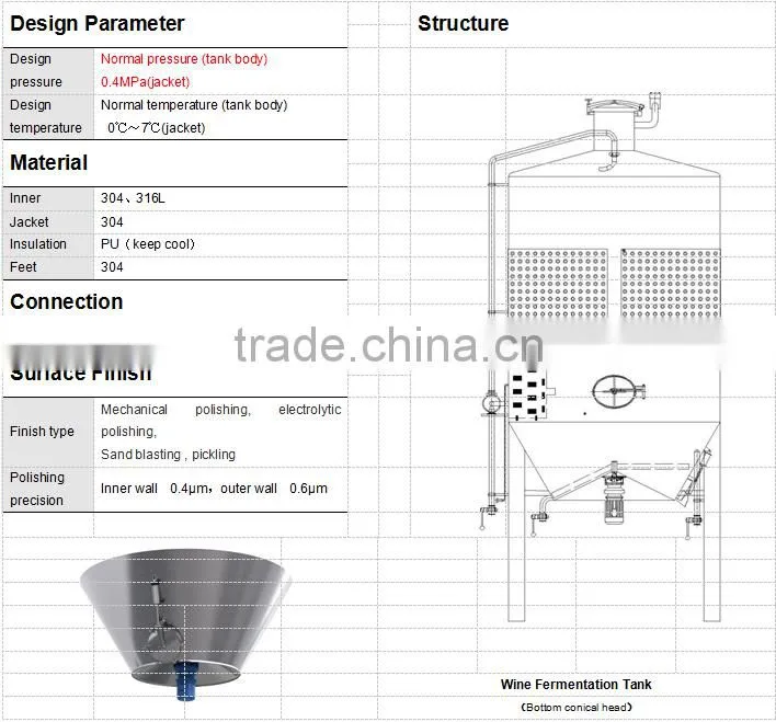 Factory supplier direct sale customized metal wine fermentation tank, wine fermenter