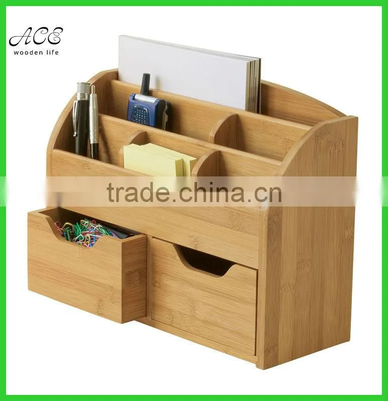Custom bamboo desk organizer Bamboo office table organizer
