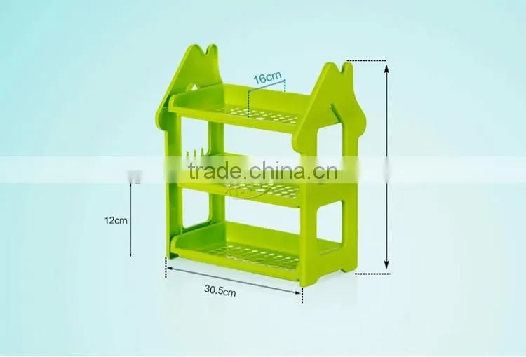3-Shelf Multifunction Shelving Unit Plastic Storage Rack with Home Shape Wine Organizer