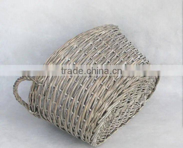 100%Handmade plastic lined grey wicker baskets for plants wicker flower plant pot