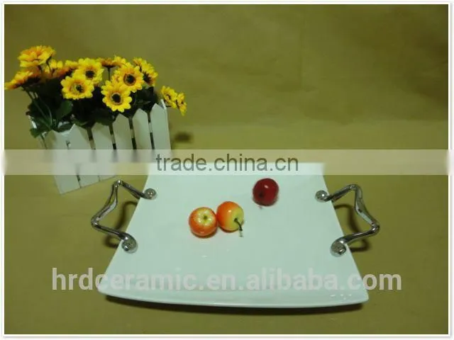 new fashion stock ceramic sauce plate with handle