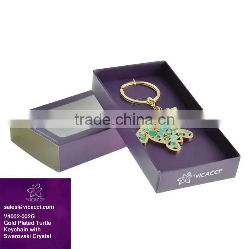 Promotional Item Gold Plated Butterfly Keychain with Swarovski Crystal