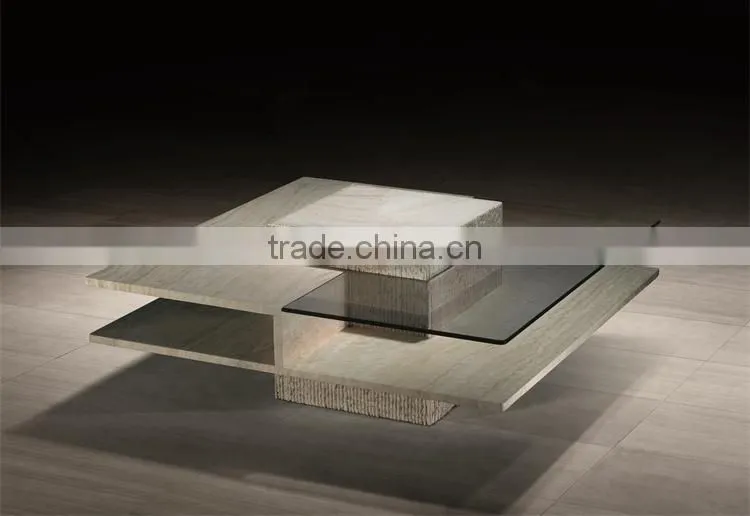 modern travertine and glass living room coffee table designs