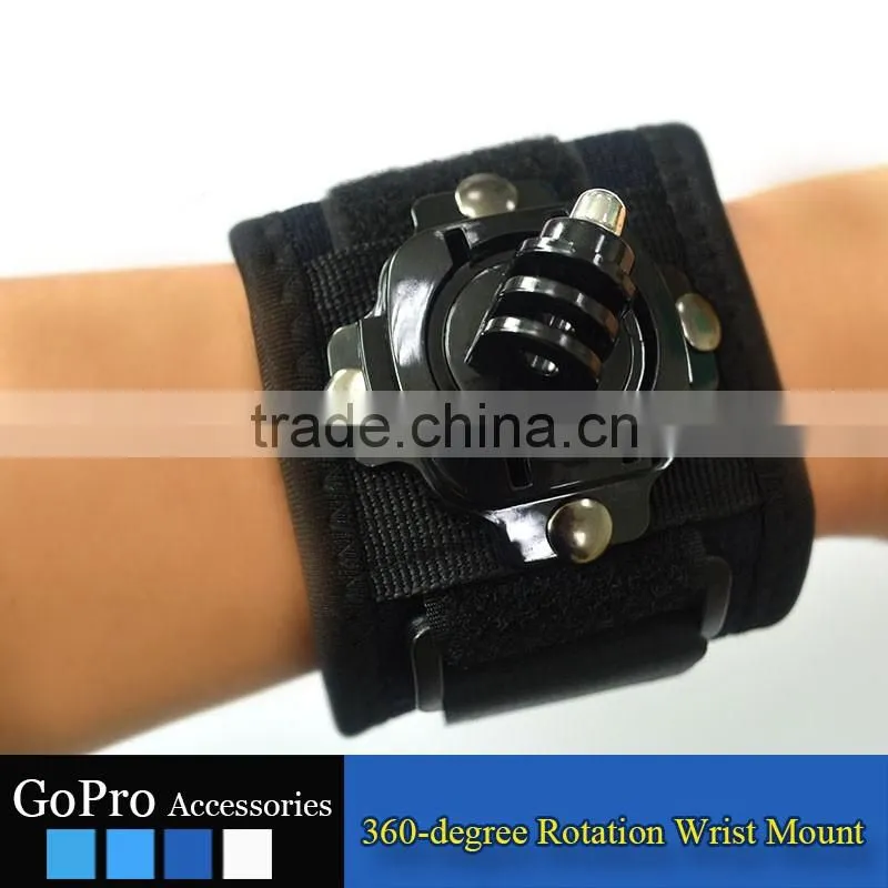 2016 New Wholesale GoPros 360 degree rotation wrist mount for gopros heros 4 3 3+ GP06
