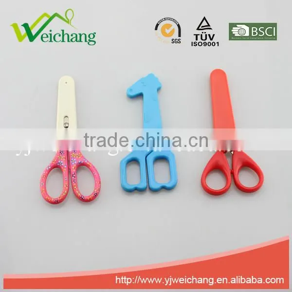 WCSC211 premium novelty wholesale soft handle colorful school children plastic scissors with funny Corn shape cover