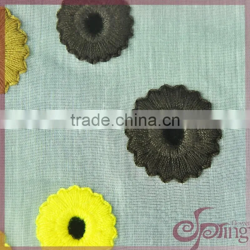 Hollow-out colorful floral embroidered 100% cotton lace fabric