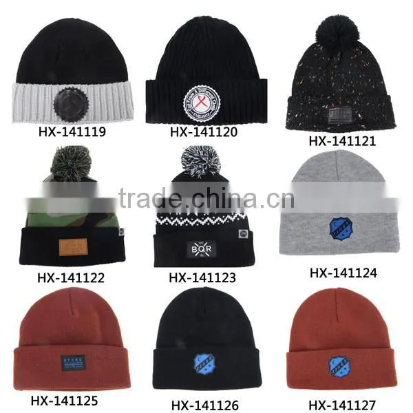 Custom 100% acrylic knit beanie hat , knit beanie