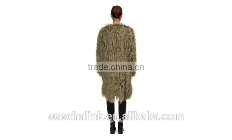 best selling fashion green sheepskin long coats for ladies