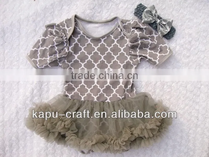 New Arrival quatrefoil cotton bodysuit with skirt