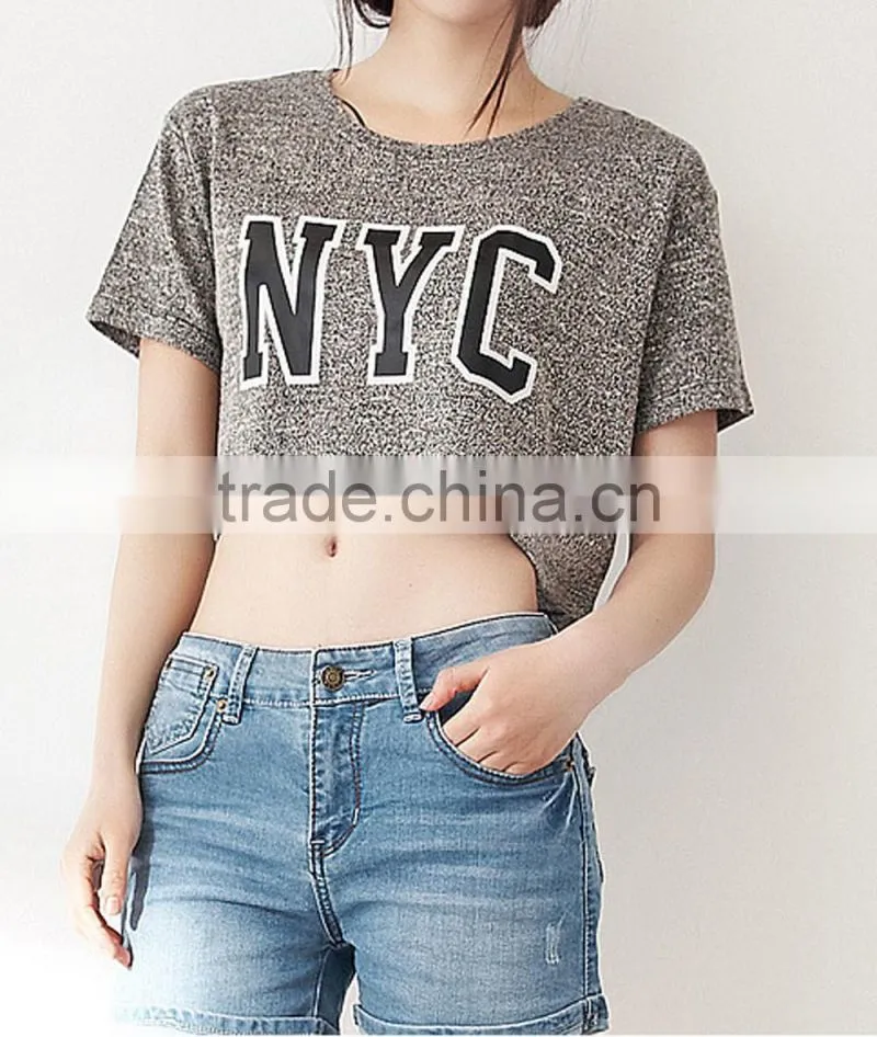 2016 summer new fashion china factory crop top ladies t shirt