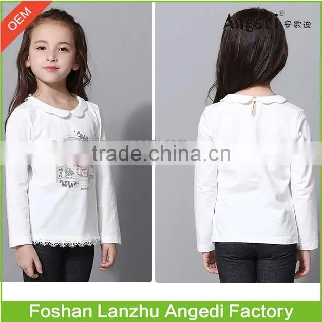 Kids wear Girls long sleeve knitted cotton basic t shirt Girls trendy Graphic printed t shirt