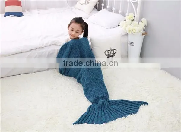 Bulk Wholesale Hotsale Acrylic Children Blankets Mermaid Tail Blanket