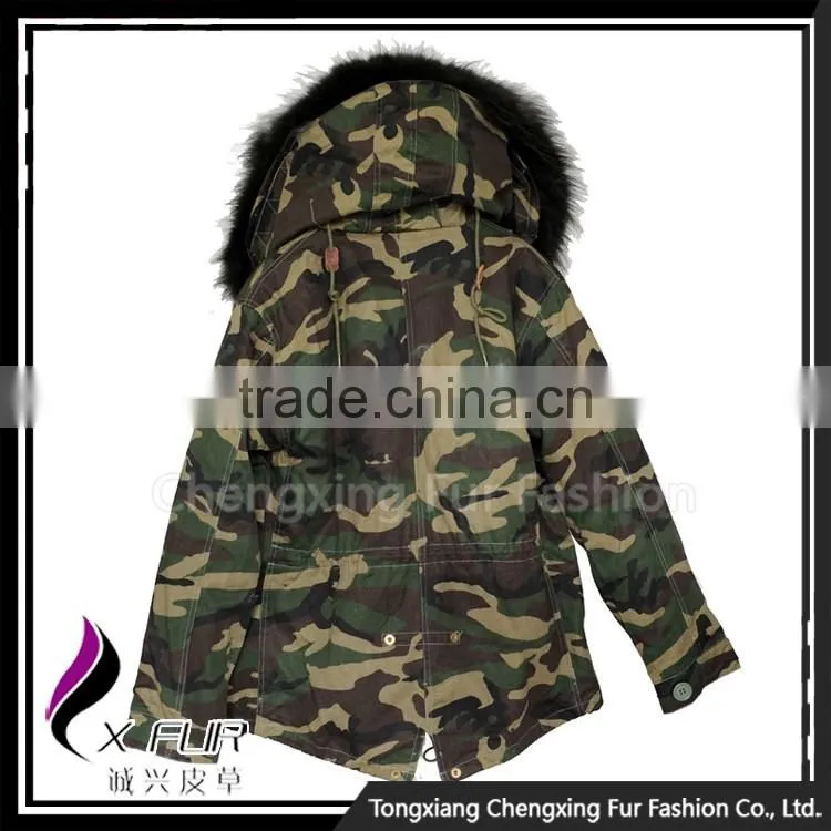 CX-G-P-05G Wholesale Parka Coat Genuine Fox Fur Girls Clothes