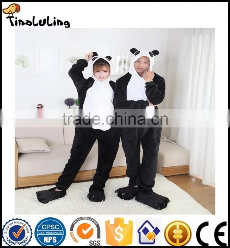 Autumn spring winter flannel lovers couples women animal pajamas one piece cartoon sleepwear cheap adult animal Siamese pyjamas