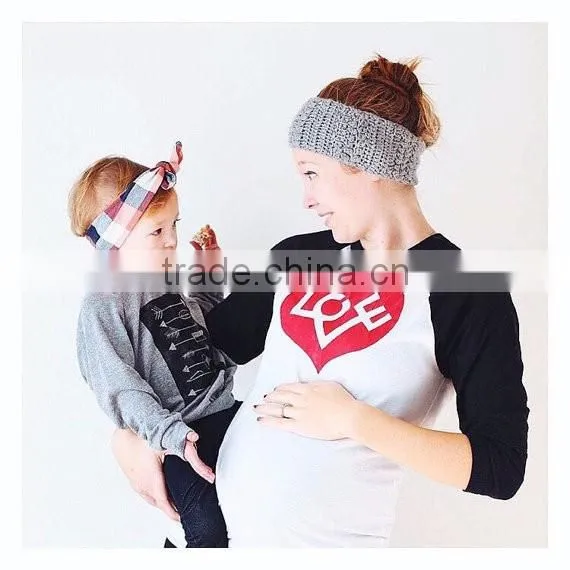 Wholesale 100% cotton baby clothes custom long sleeve printing t-shirt family matching clothing