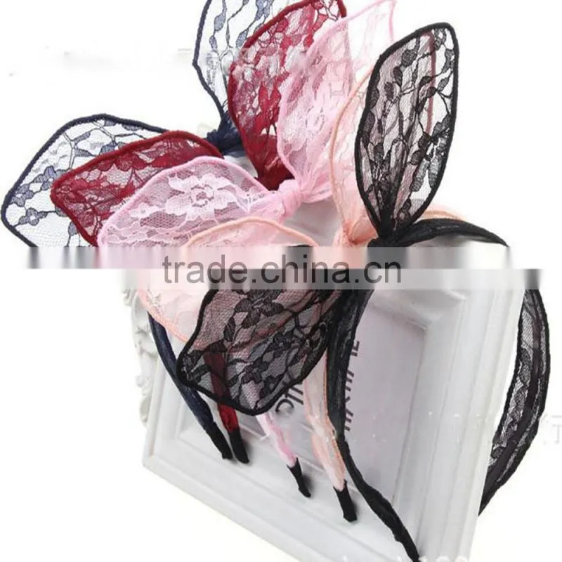 Black Lace Bow Rabbit Ear Hair Bands