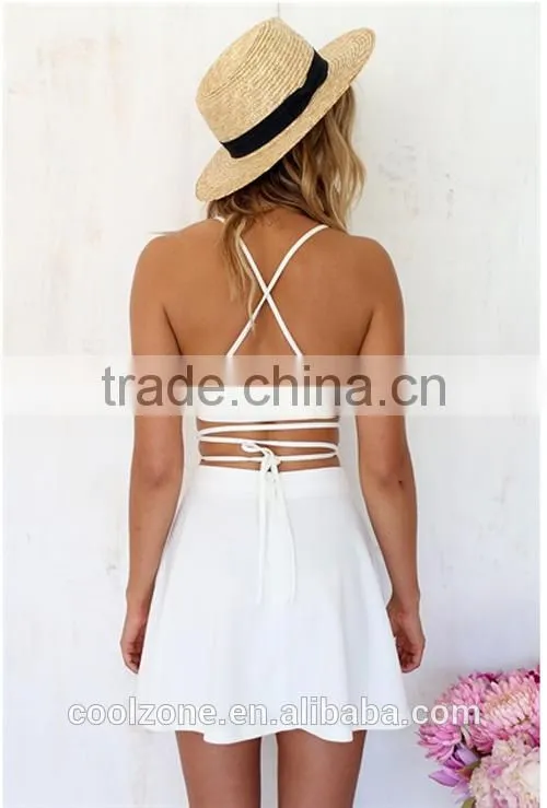 Women Sexy Halterneck Backless Two Piece Crop Tops Mini Skirt Summer Beach Dress