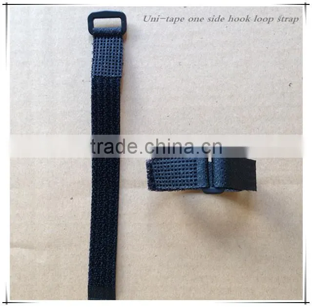 Reusable one side hook and loop strap with buckle
