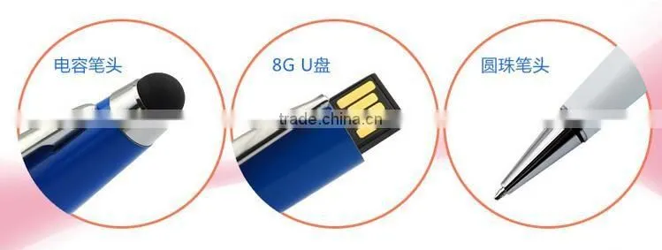 high quality Logo ballpoint business metal pen box gift set with USB