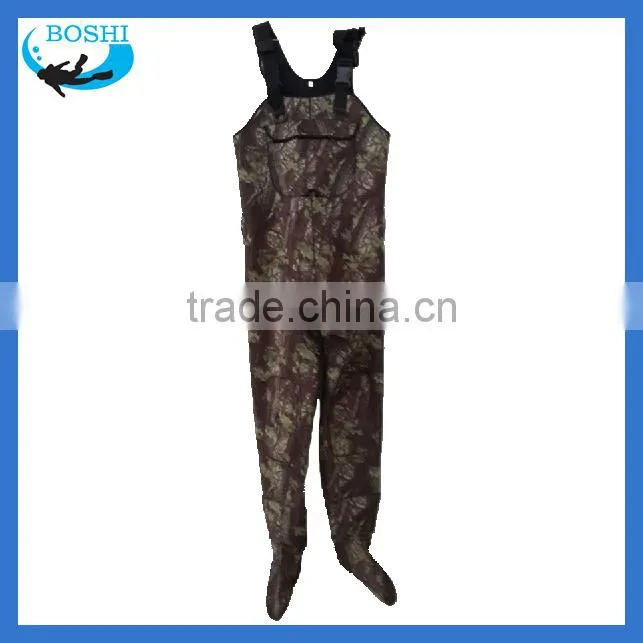 Breathable camo neoprene chest fishing wader rubber suit