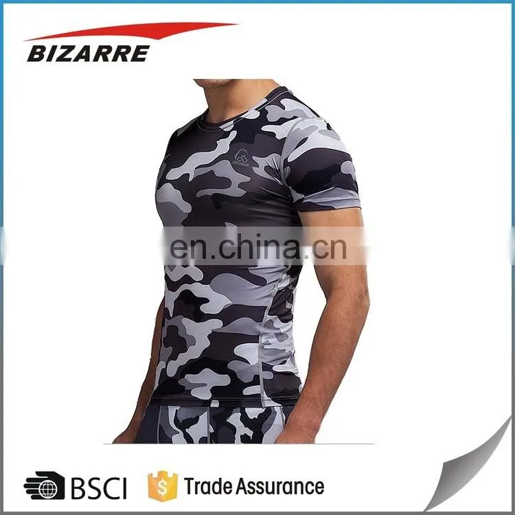 Slim Fit Gym T Shirt Men short Sleeve Quick Dry Compression Shirt