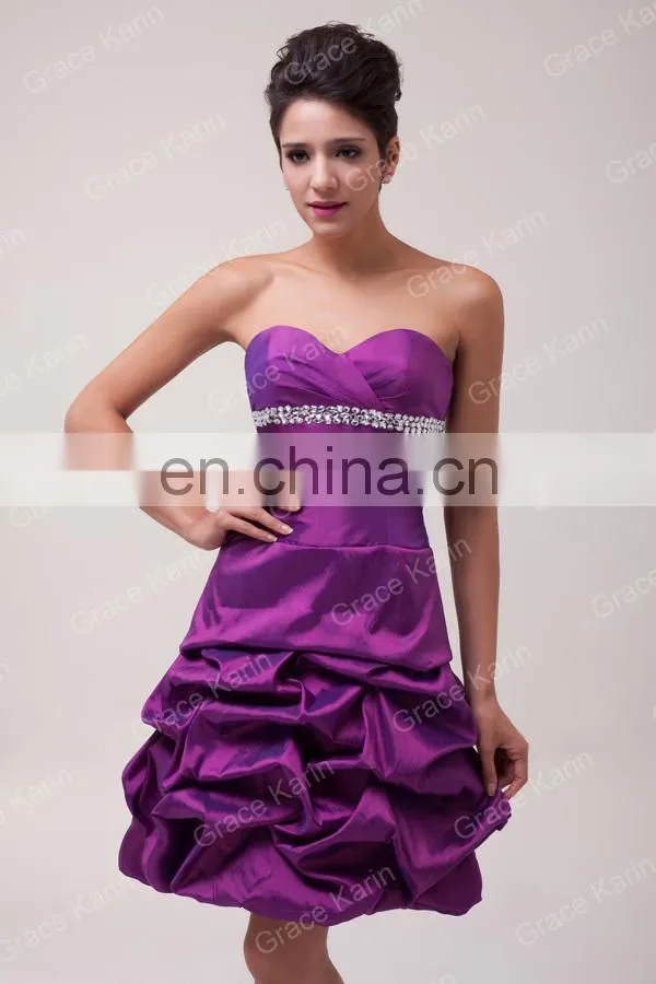 Grace Karin Girls Beautiful Sexy Off Shoulder Sweetheart Neckline Short Puffy Purple Cocktail Dresses CL3143